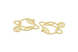Brass Saturn Charm, 12 Raw Brass Saturn Shaped Charms With 1 Loop, Pendants, Planet Findings (30x33x0.60mm) A4640