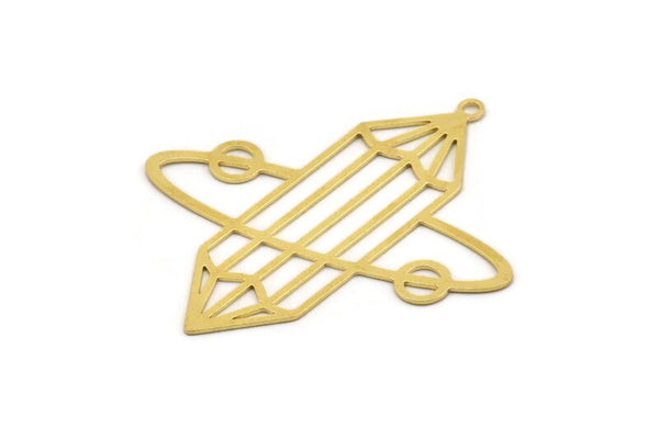 Brass Diamond Charm, 6 Raw Brass Diamond Shaped Charms With 1 Loop, Pendant Findings (50x48x0.60mm) A4641