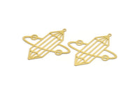 Brass Diamond Charm, 6 Raw Brass Diamond Shaped Charms With 1 Loop, Pendant Findings (50x48x0.60mm) A4641