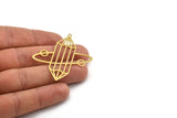 Brass Diamond Charm, 6 Raw Brass Diamond Shaped Charms With 1 Loop, Pendant Findings (50x48x0.60mm) A4641