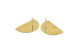 Brass Moon Earring, 6 Raw Brass Semi Circle Stud Earrings With 1 Hole (21x13x0.80mm) D0786 A4657