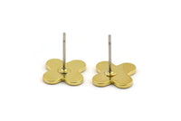Brass Earring, 6 Raw Brass Plus Shaped Stud Earrings (12x1.1mm) BS 1351 A4656