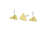 Brass Triangle Earring, 12 Raw Brass Triangle Shaped Stud Earrings (9x10x0.40mm) A0410 A4653