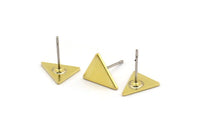 Brass Triangle Earring, 12 Raw Brass Triangle Shaped Stud Earrings (11x11x9x0.80mm) A0905 A4649