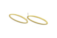Brass Ellipse Earring, 8 Raw Brass Ellipse Stud Earrings (59x24x0.70mm) B0254 A1173