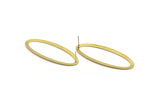 Brass Ellipse Earring, 8 Raw Brass Ellipse Stud Earrings (59x24x0.70mm) B0254 A1173