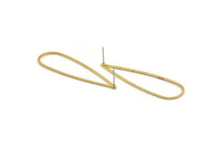 Brass Drop Earring, 10 Raw Brass Drop Stud Earrings (52x15x1mm) D1282 A1249