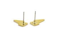 Brass Earring, 12 Raw Brass Lightning Bolt Stud Earrings (12x7x1mm) A4189