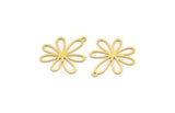 Brass Flower Charm, 24 Raw Brass Flower Charms With 1 Loop, Charm Pendants (26x23x0.60mm) A4637