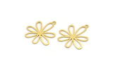 Brass Flower Charm, 24 Raw Brass Flower Charms With 1 Loop, Charm Pendants (26x23x0.60mm) A4637