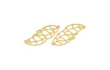 Brass Leaf Charm, 12 Raw Brass Branch Charms With 1 Loop, Charm Pendants (34x14x0.60mm) A4635