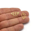 Brass Leaf Charm, 24 Raw Brass Branch Charms With 1 Loop, Charm Pendants (21x11x0.60mm) A4636