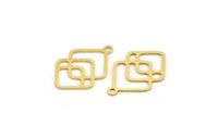 Brass Square Charm, 24 Raw Brass Square Charms With 1 Loop, Findings (20x13x0.60mm) A4634