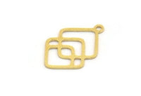 Brass Square Charm, 24 Raw Brass Square Charms With 1 Loop, Findings (20x13x0.60mm) A4634