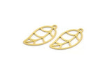 Brass Leaf Charm, 24 Raw Brass Branch Charms With 1 Loop, Charm Pendants (21x11x0.60mm) A4636