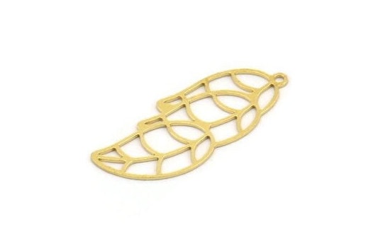 Brass Leaf Charm, 12 Raw Brass Branch Charms With 1 Loop, Charm Pendants (34x14x0.60mm) A4635