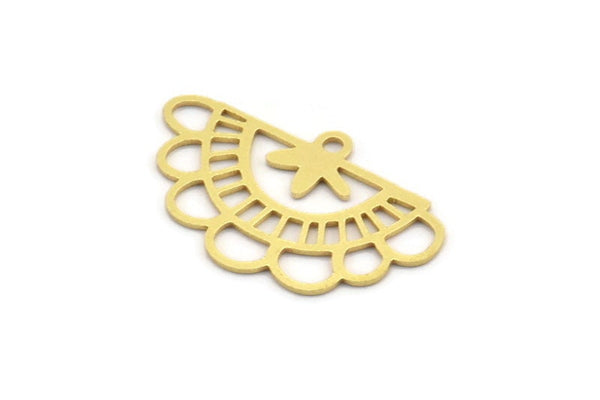 Brass Charm, 24 Raw Brass Ethnic Motif Charms With 1 Loop, Earring Charms, Pendant Charms (15x25x0.60mm) A4608