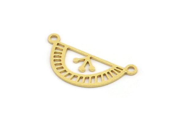 Brass Charm, 50 Raw Brass Ethnic Motif Charms With 2 Loops, Earring Charms, Pendant Charms, Connectors (10x21.5x0.60mm) A4620