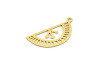 Brass Charm, 24 Raw Brass Ethnic Motif Charms With 1 Loop, Earring Charms, Pendant Charms (26x12x0.60mm) A4621