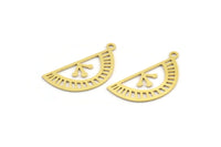 Brass Charm, 24 Raw Brass Ethnic Motif Charms With 1 Loop, Earring Charms, Pendant Charms (26x12x0.60mm) A4621