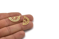 Brass Charm, 24 Raw Brass Ethnic Motif Charms With 1 Loop, Earring Charms, Pendant Charms (26x12x0.60mm) A4621