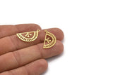 Brass Charm, 24 Raw Brass Ethnic Motif Charms With 1 Loop, Earring Charms, Pendant Charms (26x12x0.60mm) A4621