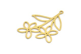 Brass Flower Charm, 10 Raw Brass Flower Shape Charms With 1 Loop, Charm Pendants (37x27x0.60mm) A4619