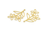 Brass Flower Charm, 10 Raw Brass Flower Shape Charms With 1 Loop, Charm Pendants (37x27x0.60mm) A4619