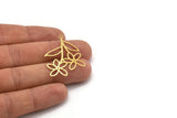 Brass Flower Charm, 10 Raw Brass Flower Shape Charms With 1 Loop, Charm Pendants (37x27x0.60mm) A4619