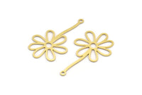 Brass Flower Charm, 12 Raw Brass Flower Shape Charms With 1 Loop, Charm Pendants (39x22x0.60mm) A4611