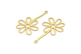 Brass Flower Charm, 12 Raw Brass Flower Shape Charms With 1 Loop, Charm Pendants (39x22x0.60mm) A4611