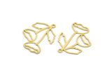 Brass Flower Charm, 24 Raw Brass Flower Shape Charms With 1 Loop, Charm Pendants (26x20x0.60mm) A4607