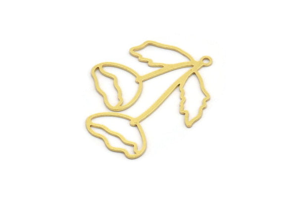 Brass Flower Charm, 12 Raw Brass Flower Shape Charms With 1 Loop, Charm Pendants (36x29x0.60mm) A4612