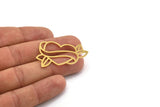 Pirinç Kalp Charm, 8 Ham Pirinç Kalp Şeklinde Bağlantı Parçası, Bağlantı Parçaları (26x39x0,60 mm) A5171