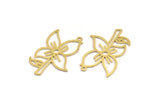 Brass Flower Charm, 12 Raw Brass Flower Shaped Charms With 1 Loop, Charm Pendants (34x26x0.60mm) A5036