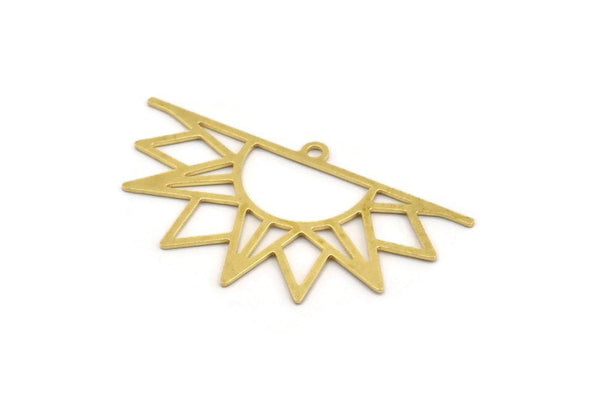 Brass Sun Charm, 8 Raw Brass Rising Sun Shaped Charms With 1 Loop, Charm Pendants (23x41x0.60mm) A5146