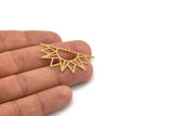 Brass Sun Charm, 8 Raw Brass Rising Sun Shaped Charms With 1 Loop, Charm Pendants (23x41x0.60mm) A5146