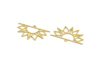 Brass Sun Charm, 12 Raw Brass Rising Sun Shaped Charms With 1 Loop, Charm Pendants (17x30x0.60mm) A5176