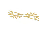 Brass Sun Charm, 12 Raw Brass Rising Sun Shaped Charms With 1 Loop, Charm Pendants (17x30x0.60mm) A5176