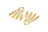 Brass Leaf Charm, 8 Raw Brass Branch Charms With 5 Loops, Charm Pendants, Hat Findings (32x27x0.60mm) A5165