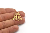 Brass Leaf Charm, 8 Raw Brass Branch Charms With 1 Loop, Charm Pendants, Hat Findings (30x27x0.60mm) A5166