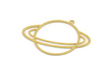 Brass Saturn Charm, 12 Raw Brass Saturn Shaped Charms With 1 Loop, Pendants, Planet Findings (29x37x0.60mm) A5147
