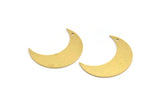 Brass Moon Charm, 8 Raw Brass Crescent Moon Shaped Charms With 1 Hole (29x10x0.60mm) A5138