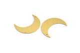 Brass Moon Charm, 8 Raw Brass Crescent Moon Shaped Charms With 1 Hole (29x10x0.60mm) A5138