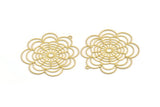 Brass Ethnic Charm, 4 Raw Brass Ethnic Motif Shaped Charms With 1 Loop, Earring Charms (46x43x0.60mm) A5168