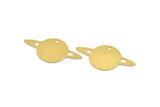 Brass Saturn Charm, 6 Raw Brass Saturn Shaped Charms With 1 Hole, Pendants, Planet Findings (20x39x0.60mm) A5145