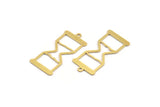 Brass Hourglass Charm, 12 Raw Brass Hourglass Shaped Charms With 1 Loop (32.5x15.5x0.60mm) A5185