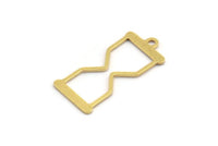 Brass Hourglass Charm, 50 Raw Brass Hourglass Shaped Charms With 1 Loop (22x10x0.60mm) A5183