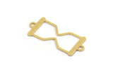 Brass Hourglass Charm, 50 Raw Brass Hourglass Shaped Charms With 2 Loops, Connector Findings (24x10x0.60mm) A5184