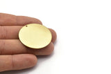 Brass Round Charm, 2 Raw Brass Charms With 1 Hole, Pendants, Findings (35x0.80mm) M02973